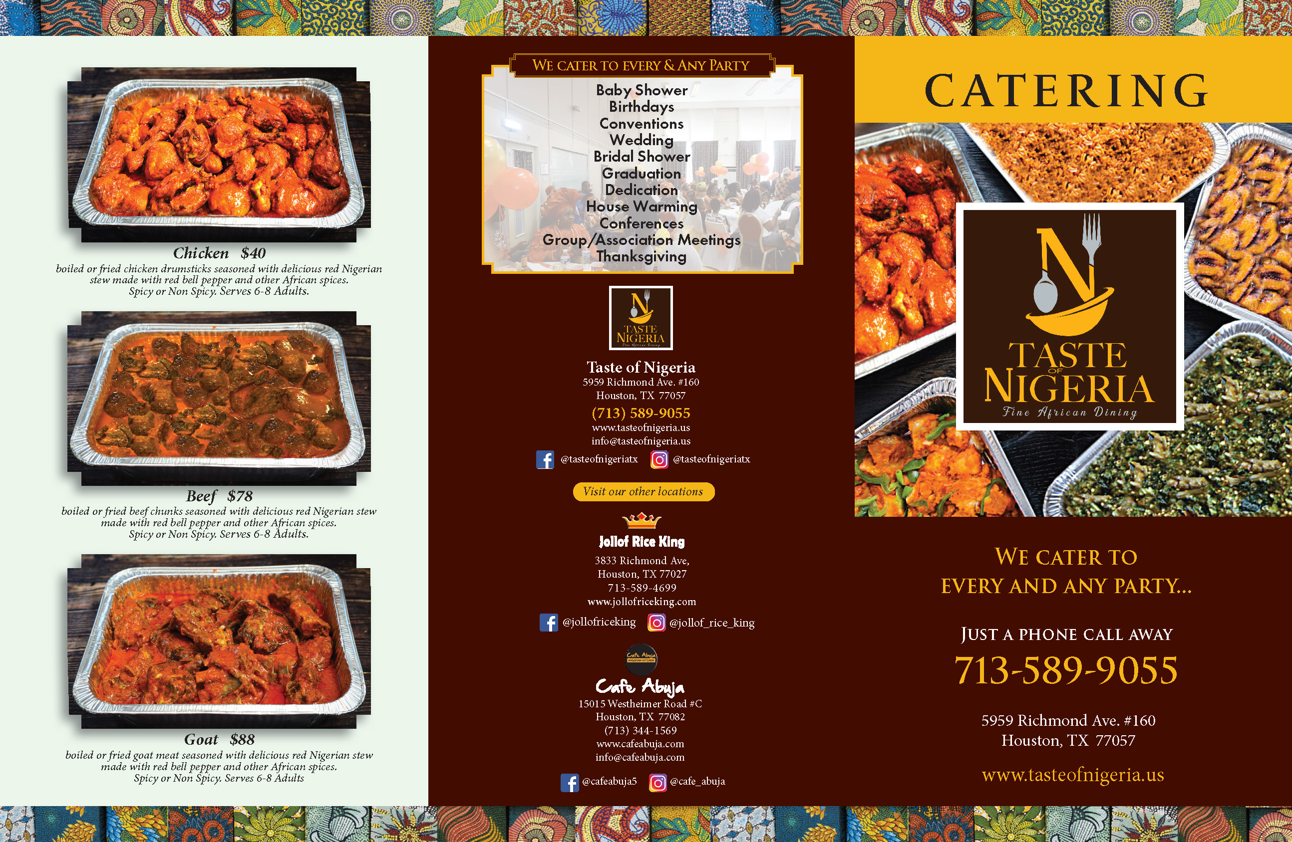 Menu Taste Of Nigeria